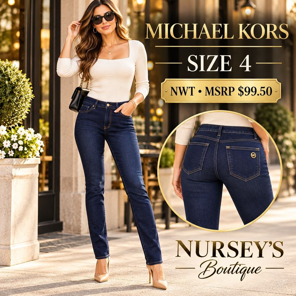 NWT Michael Kors Basics Jeans Womens 4 Dark Rinse Stretch Skinny Denim